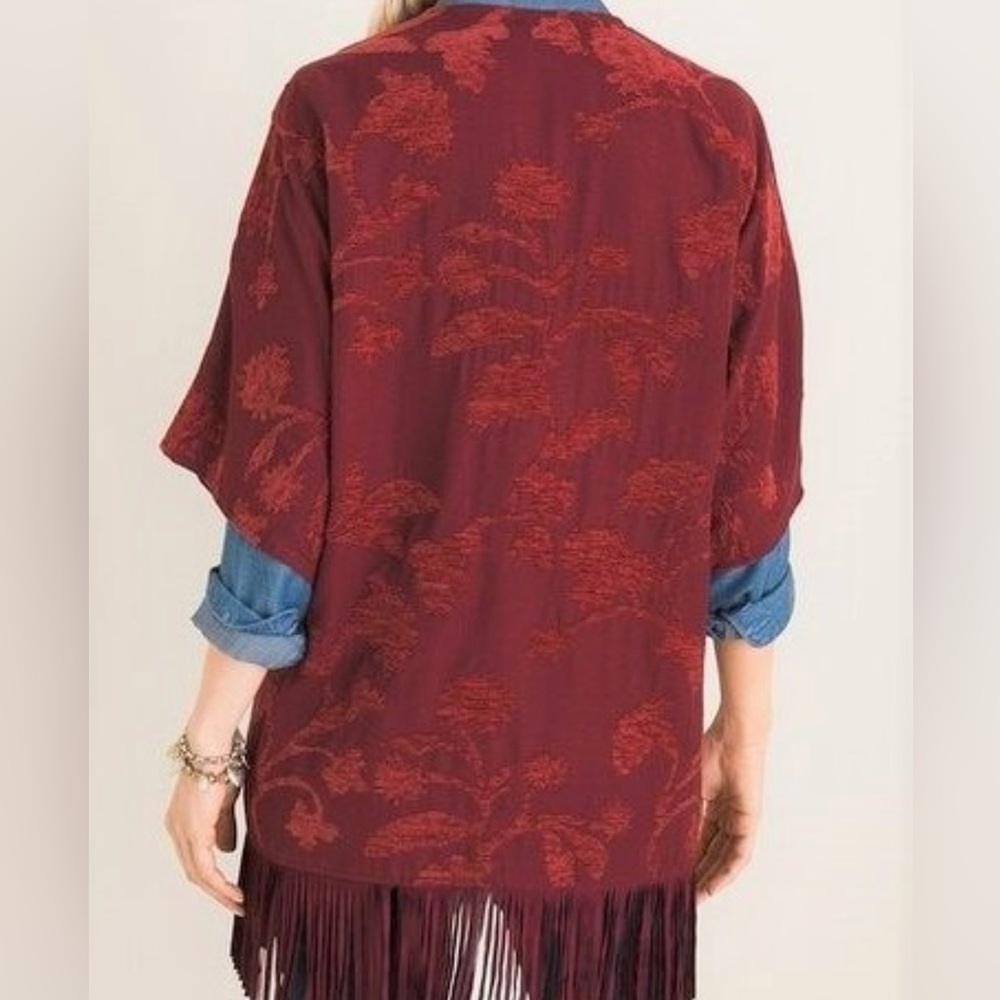 Chico's Burgundy Patterned Jacket NWT - image 3